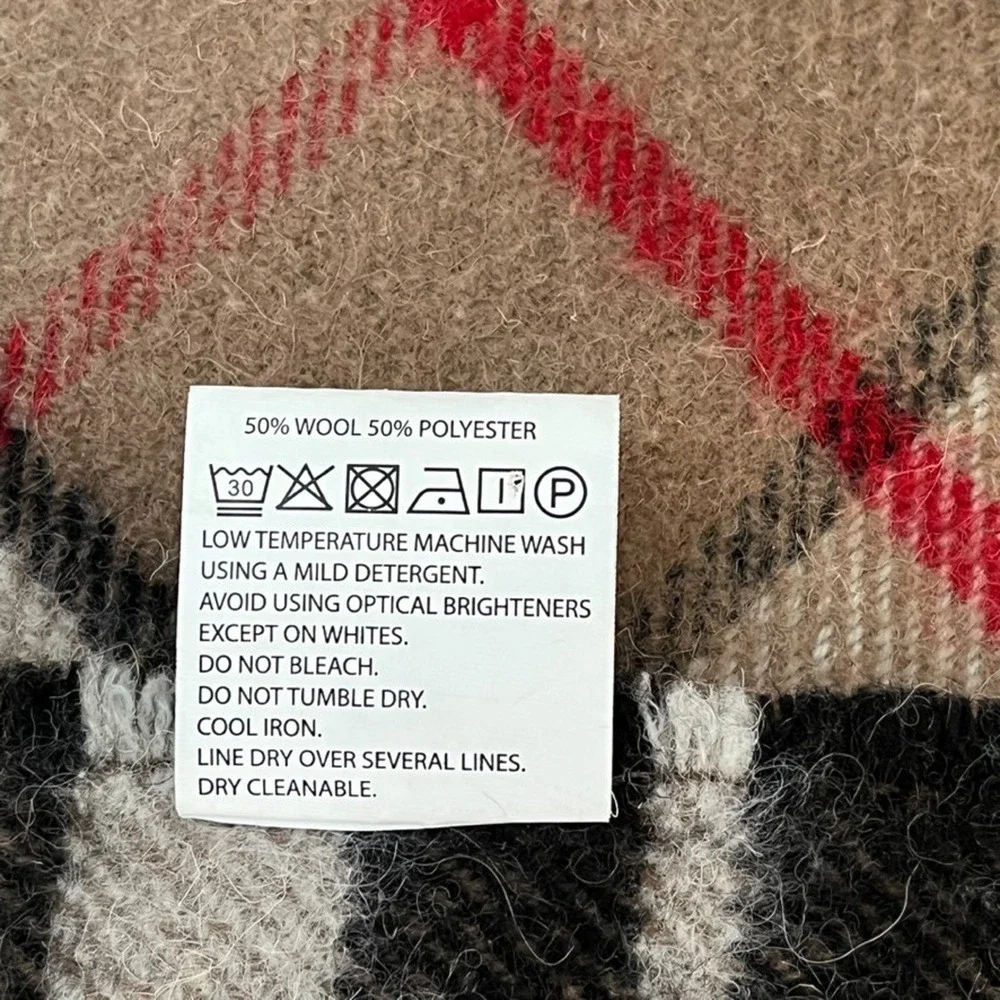 Farridoro Wool Blend Plaid Fringe Throw Blanket 48 x 65